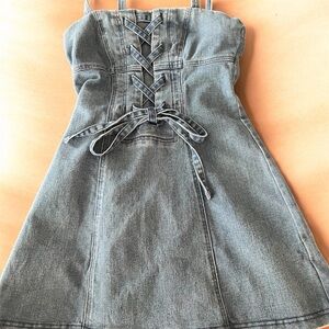 Finders Keepers denim mini dress.. size small.  Zipper back.  Thin straps